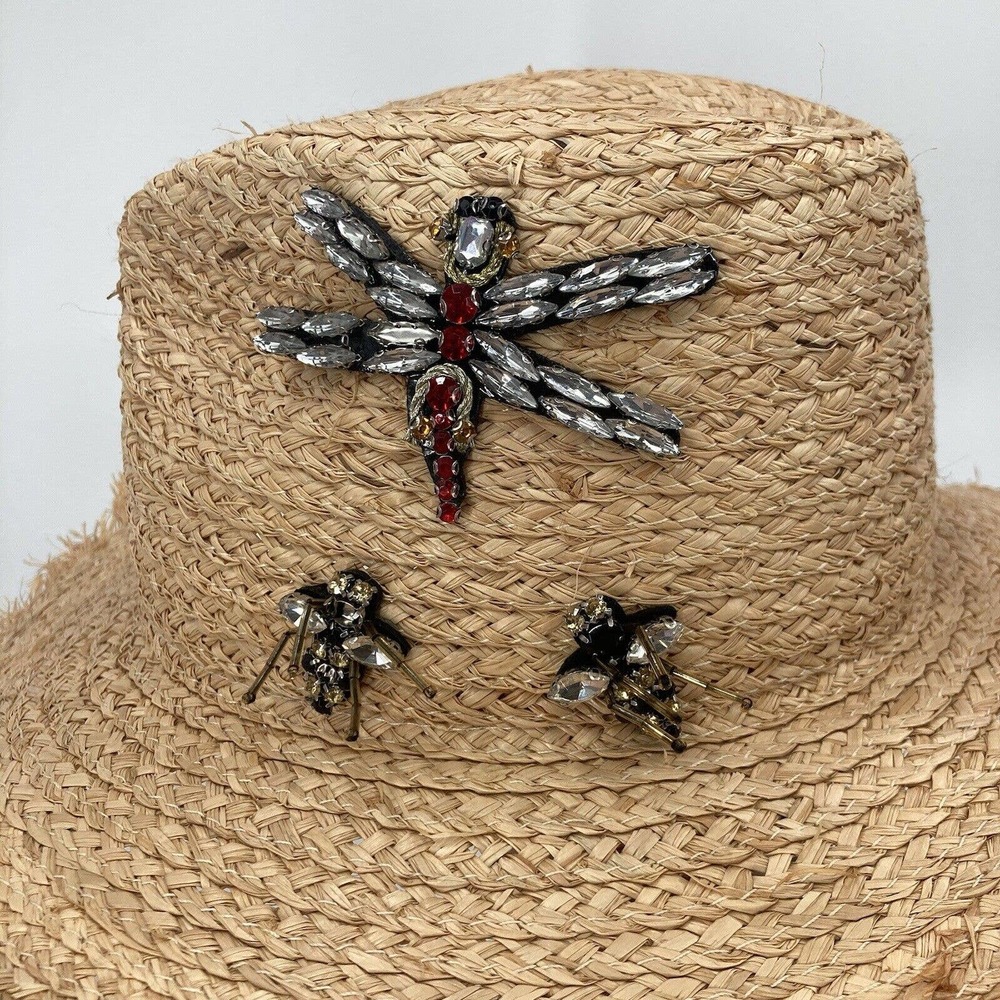 Steve Madden Tan Straw Hat with Embellishments - Picture 8 of 9